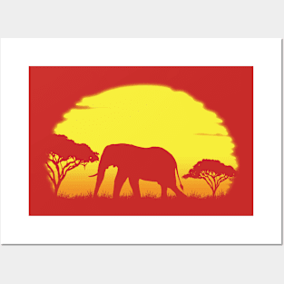 Elephant Sunrise Posters and Art